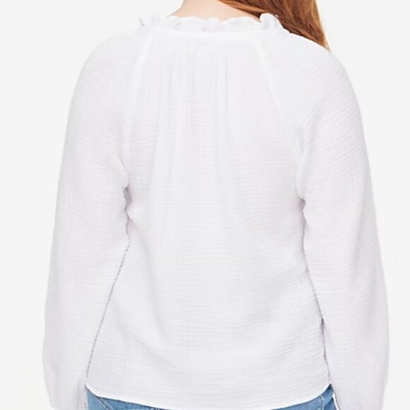 J. Crew Petite long-sleeve gauze tie-neck top Size Petite Small - Picture 2 of 11